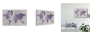 Trademark Global Wild Apple Portfolio Old World Map Purple Gray Canvas Art - 37" x 49"